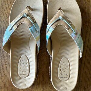 Sperry Waveside‎ Plushwave Resort Flip Flop Thong Sandals Offwhite/Multistrip 7